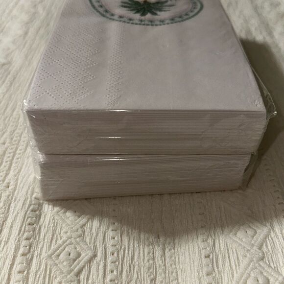 OCS 32 x 2pk Palm Oasis Guest Paper Towel Napkins Blush Pink Green Scalloped - Picture 4 of 7